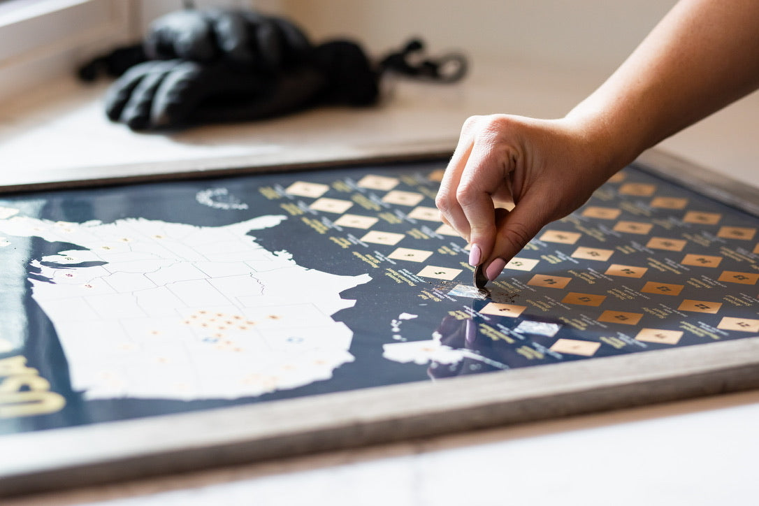 Scratch-Off Top 50 USA Ski Resorts Map - Vertical