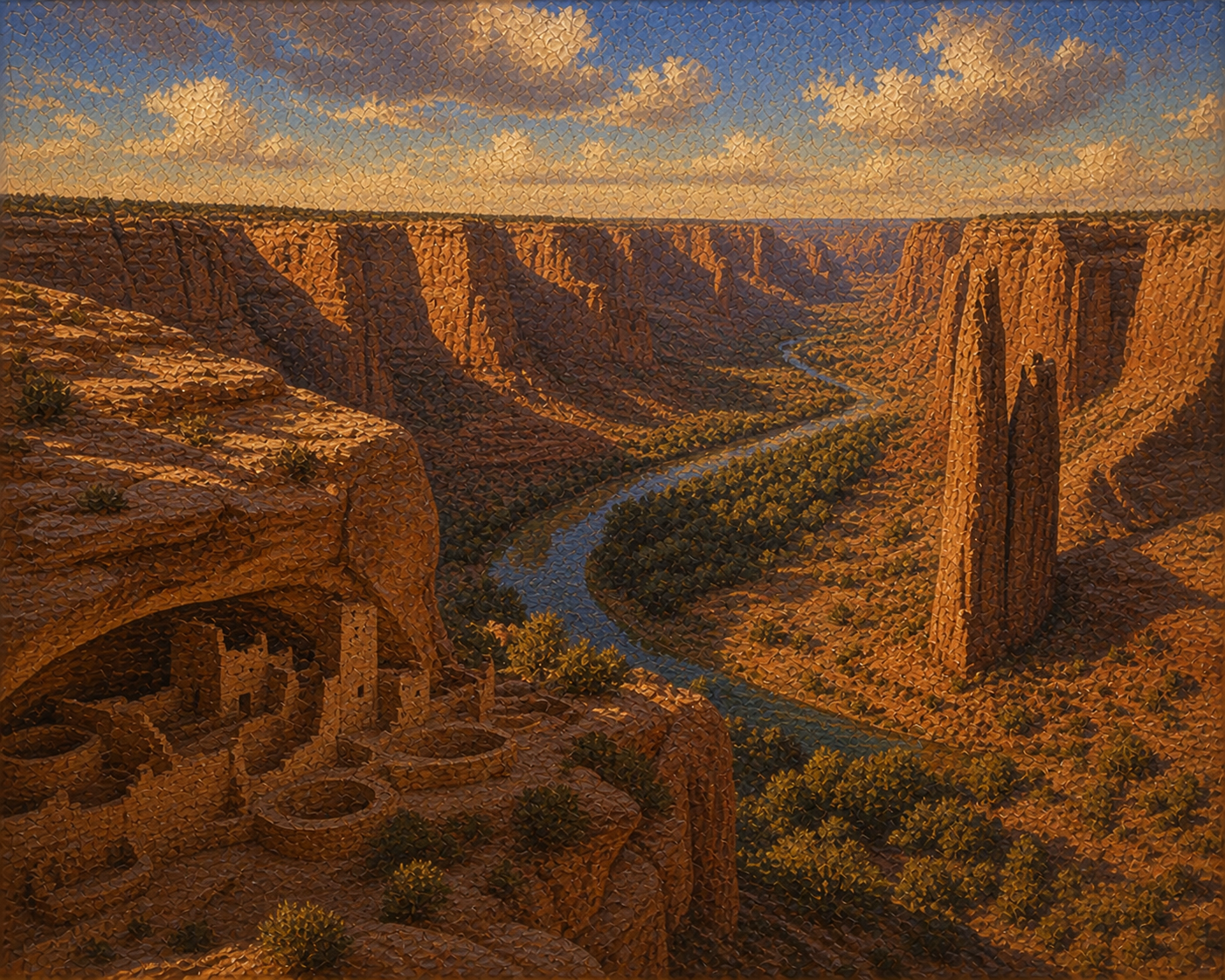 Illustrated graphic of Canyon de Chelly from the McSenderson Arizona Outdoor Adventure scratch-off map