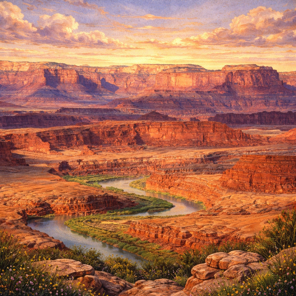 Illustrated graphic of Canyonlands National Park from the McSenderson US National Parks scratch-off map