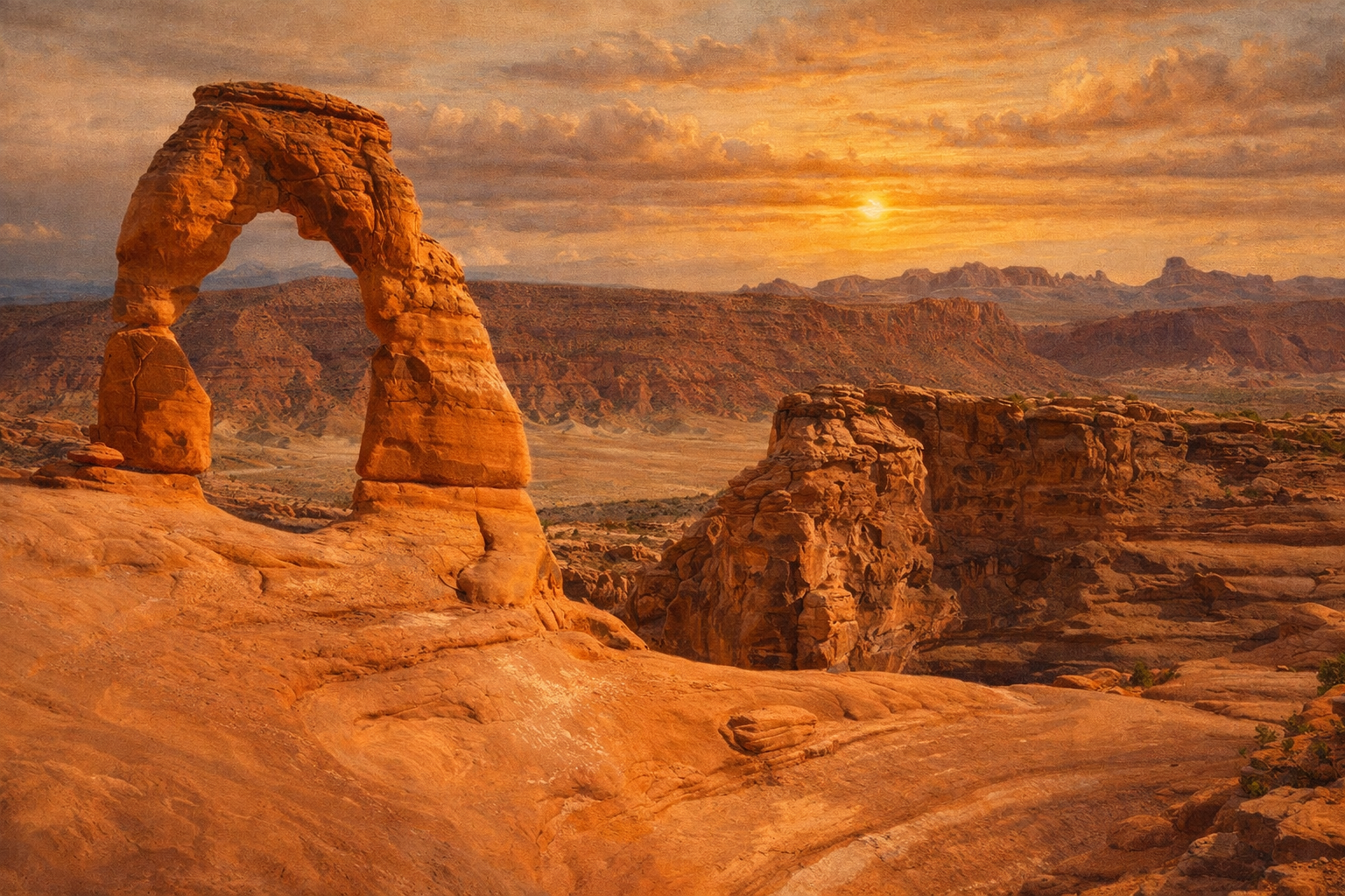 Illustrated graphic of Arches National Park from the McSenderson US National Parks scratch-off map