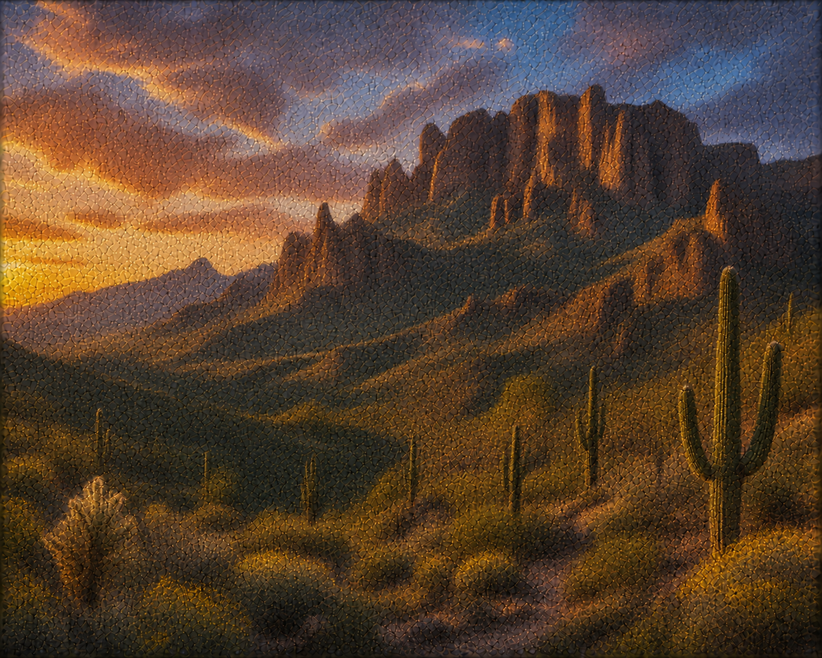 Illustrated graphic of the Superstition Wilderness from the McSenderson Arizona Outdoor Adventure map