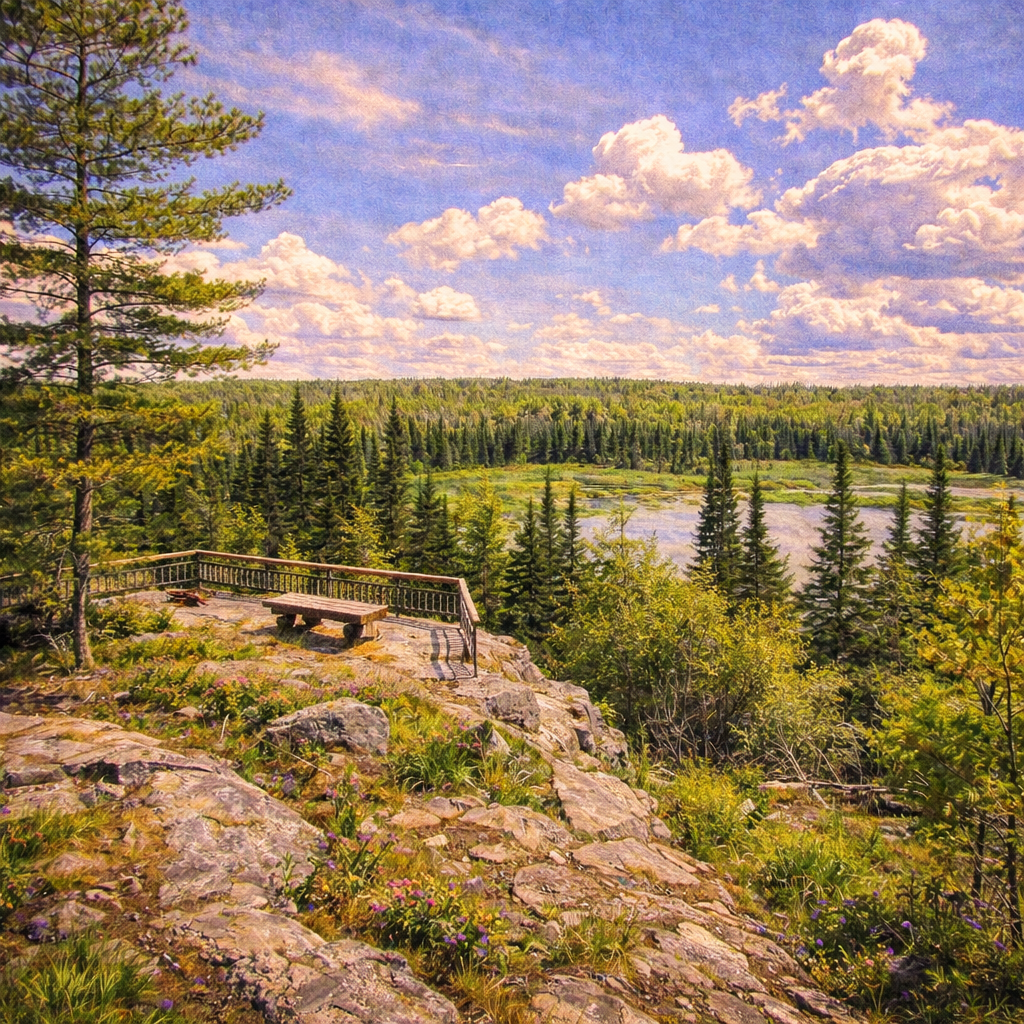 Illustrated graphic of Voyageurs National Park from the McSenderson US National Parks scratch-off map