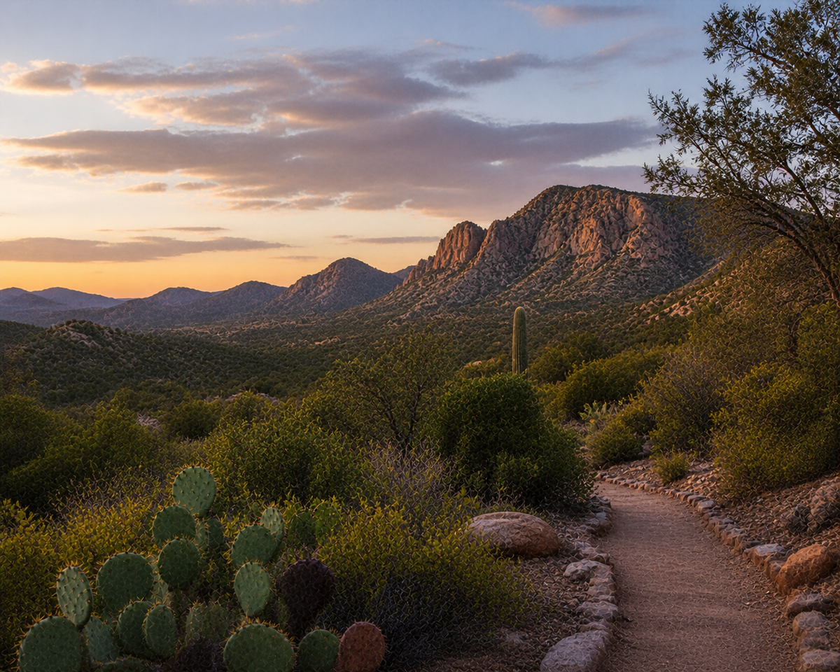 Illustrated graphic of Oracle State Park from the McSenderson Arizona Outdoor Adventure scratch-off map