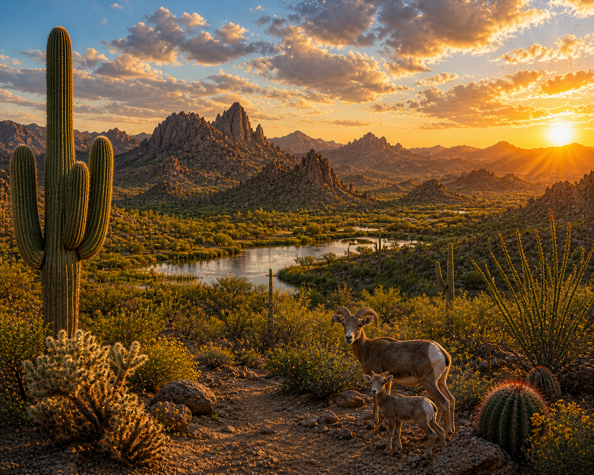 Illustrated graphic of Kofa National Wildlife Refuge from the McSenderson Arizona Outdoor Adventure map