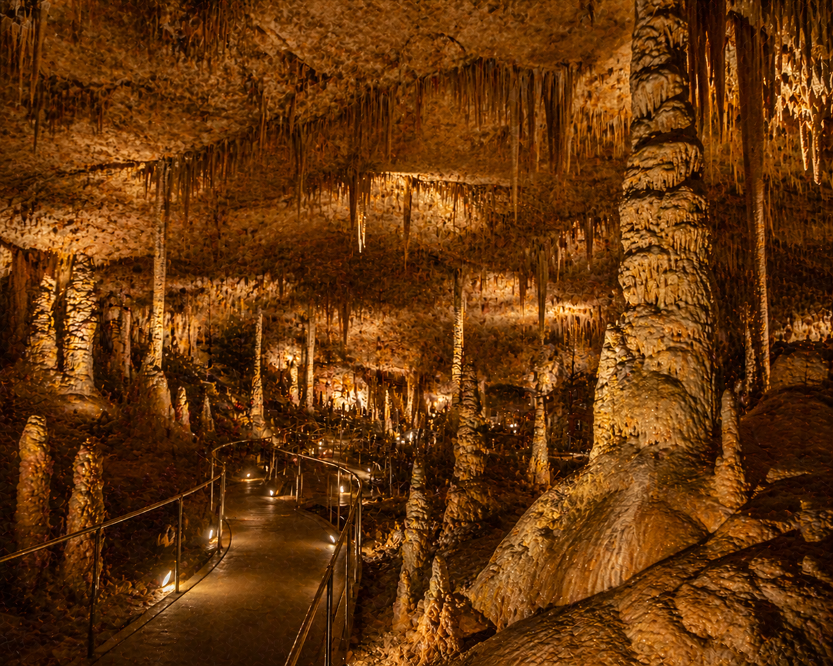 Illustrated graphic of Kartchner Caverns from the McSenderson Arizona Outdoor Adventure scratch-off map