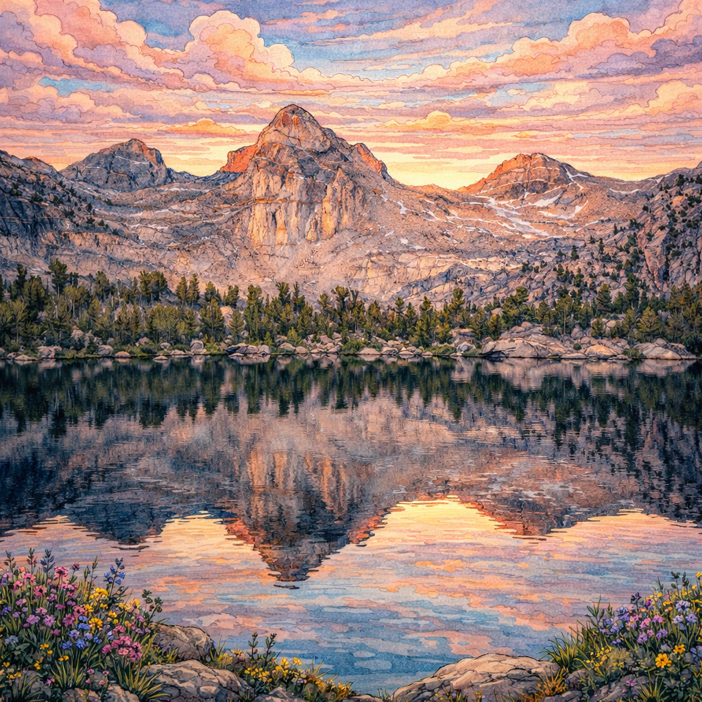 Illustrated graphic of Kings Canyon National Park from the McSenderson US National Parks scratch-off map