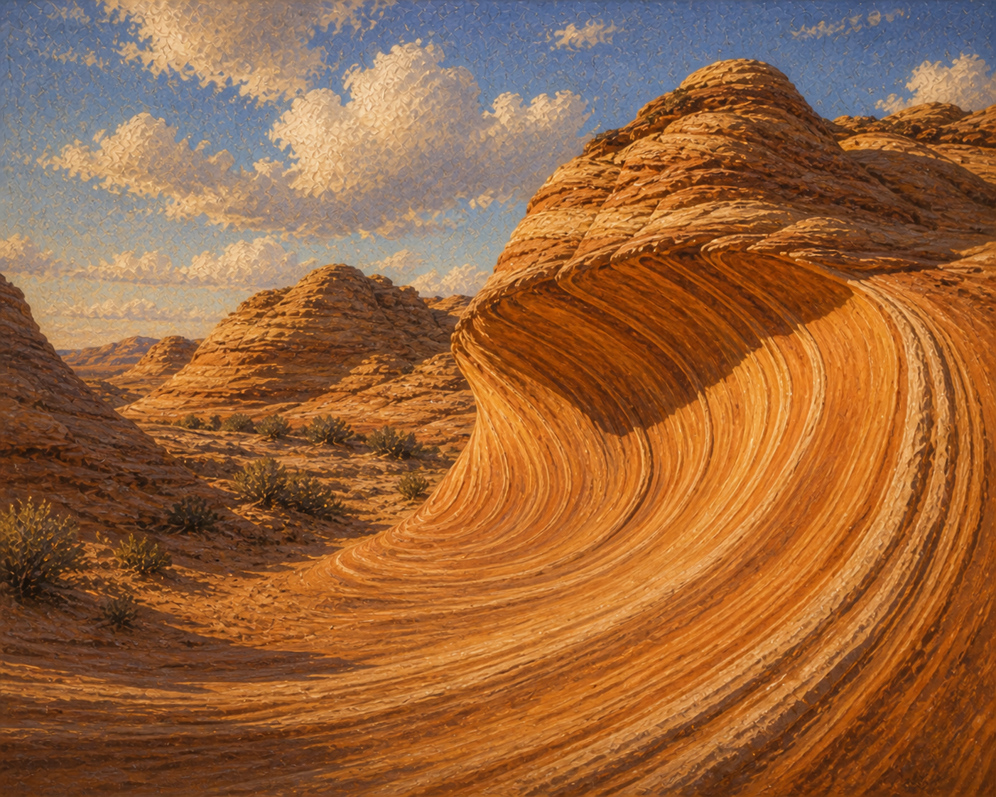 Illustrated graphic of The Wave at Coyote Buttes North from the McSenderson Arizona Outdoor Adventure scratch-off map