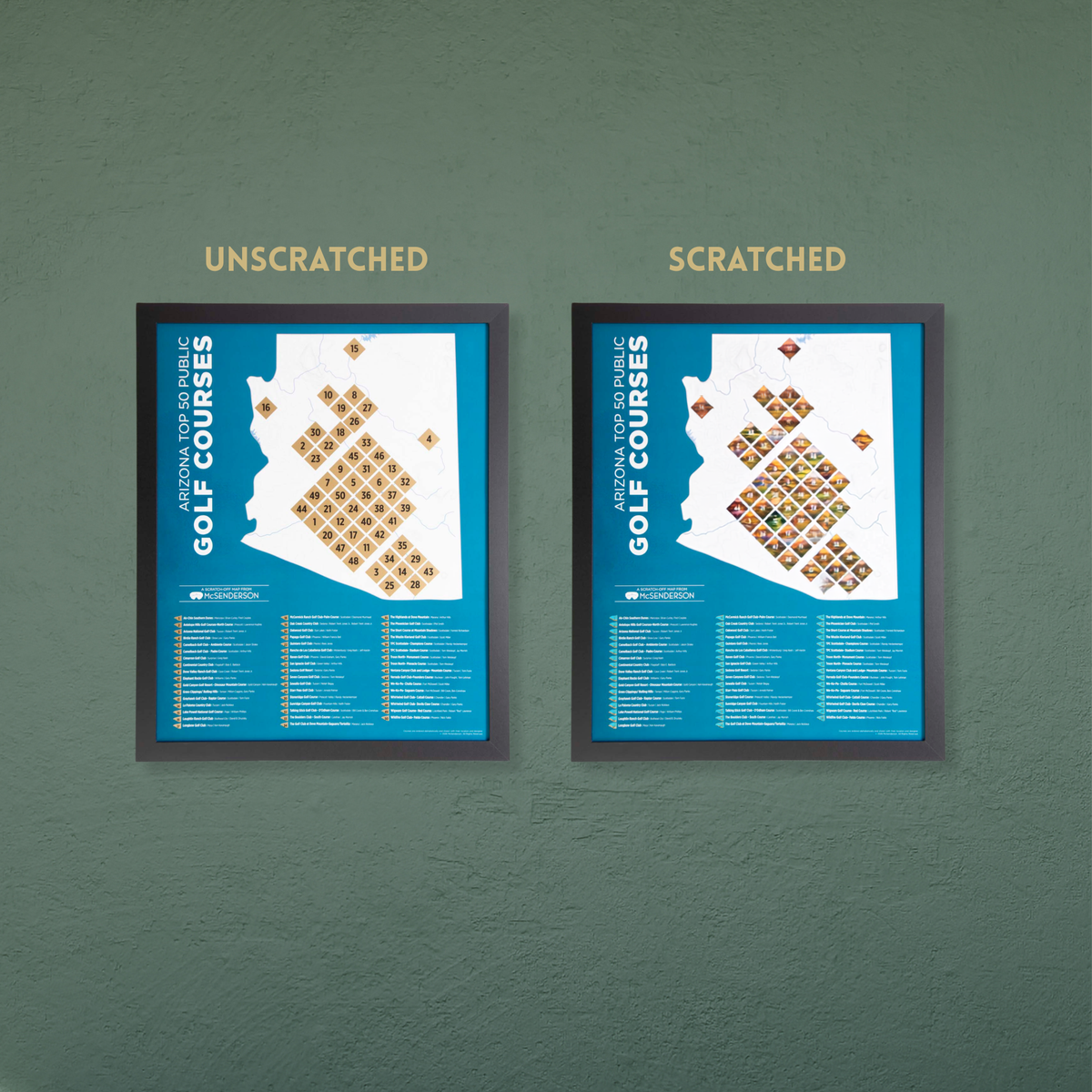 Top 50 Arizona Public Golf Courses Scratch-Off Map