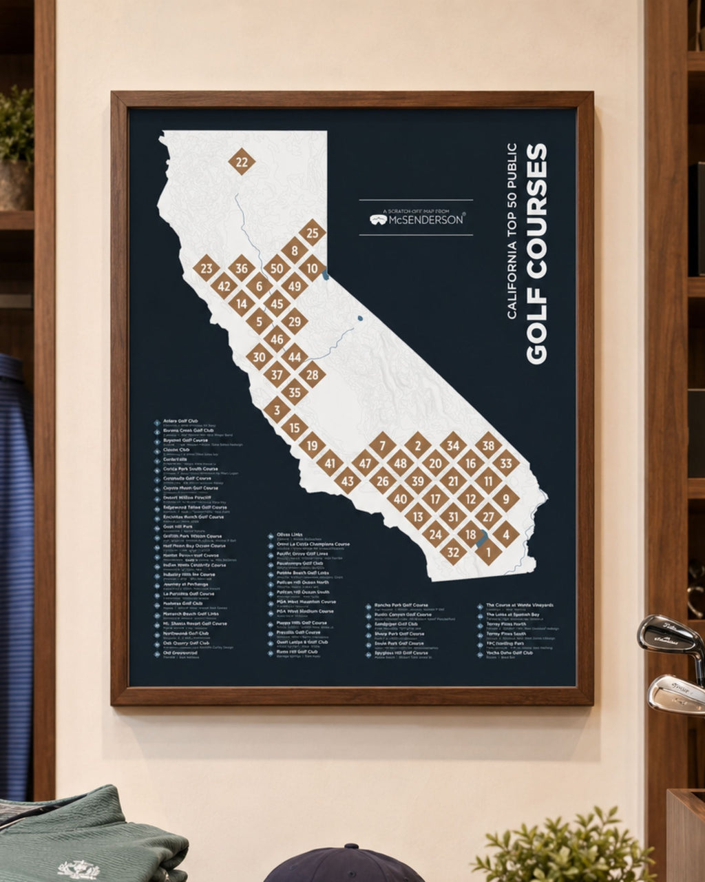 Top 50 California Public Golf Courses Scratch- Off Map
