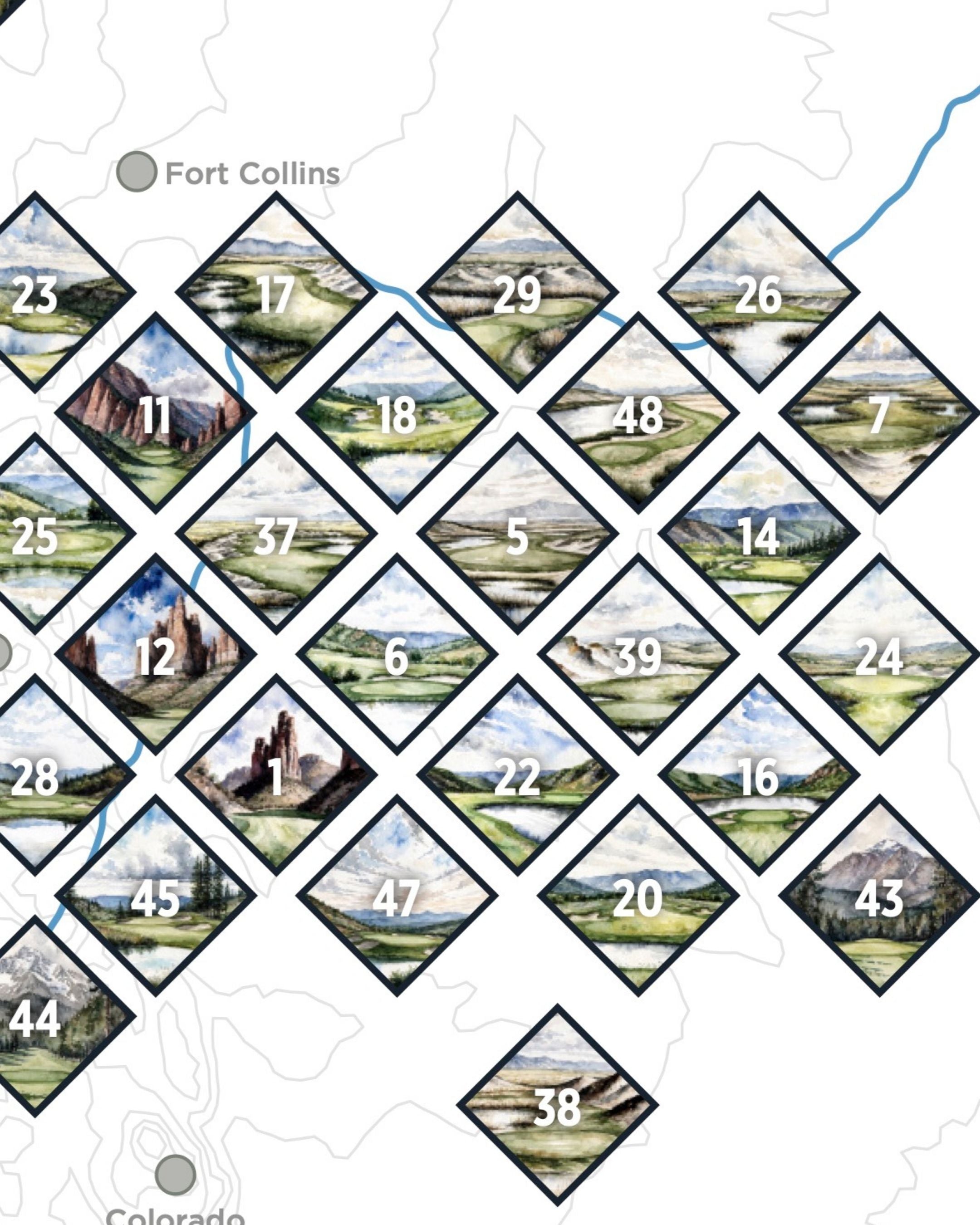 Top 50 Colorado Public Golf Courses Scratch- Off Map