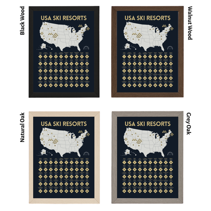 *FREE SHIPPING* Scratch-Off Top 50 USA Ski Resorts Map - Vertical
