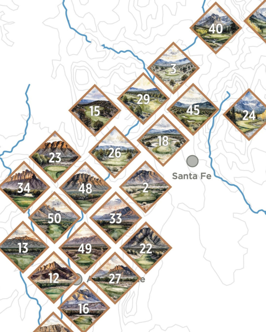 Top 50 New Mexico Public Golf Courses Scratch-Off Map