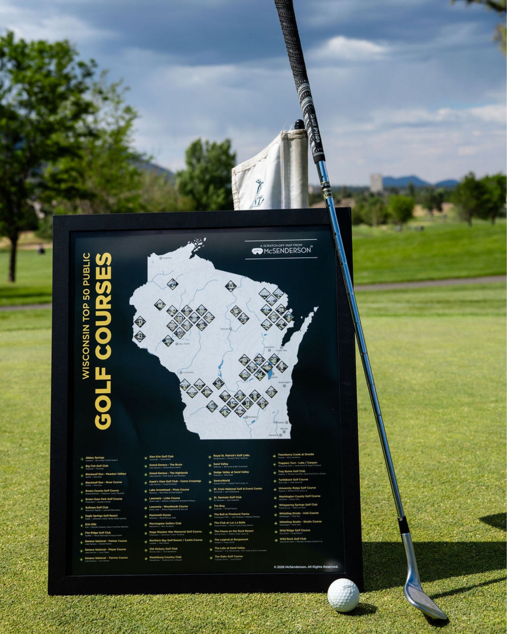 Top 50 Wisconsin Public Golf Courses Scratch-Off Map
