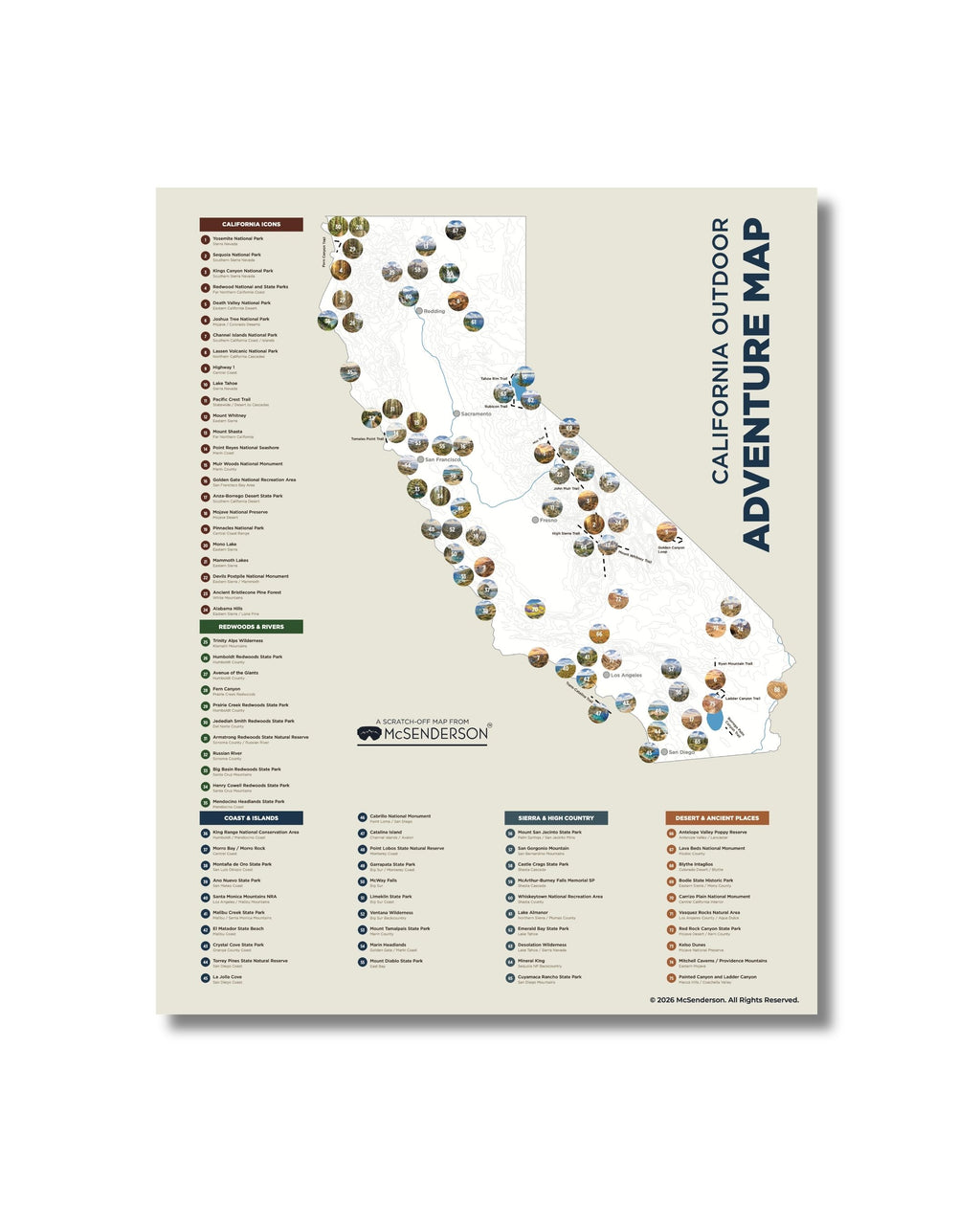 California Outdoor Adventure Scratch-Off Map