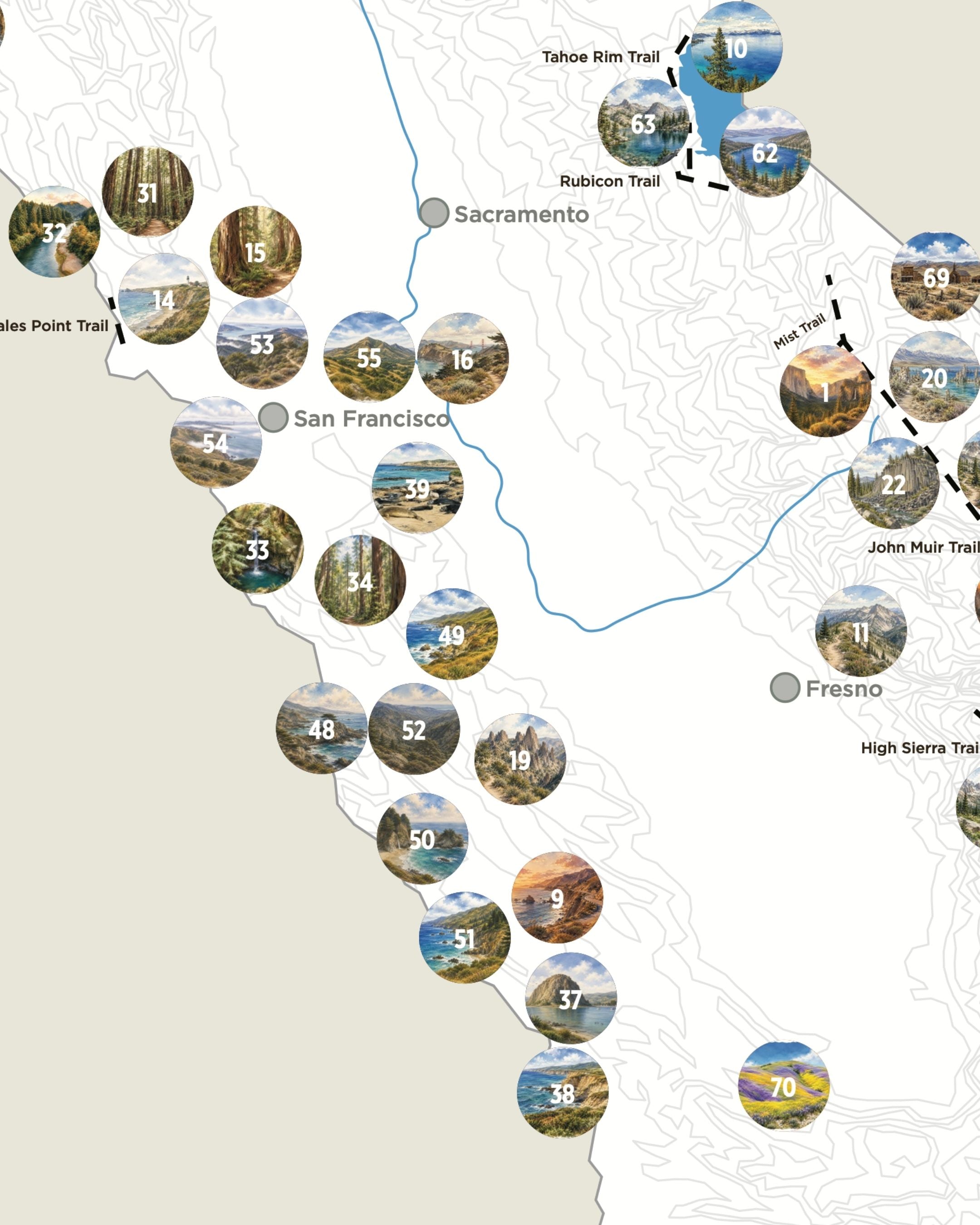 California Outdoor Adventure Scratch-Off Map