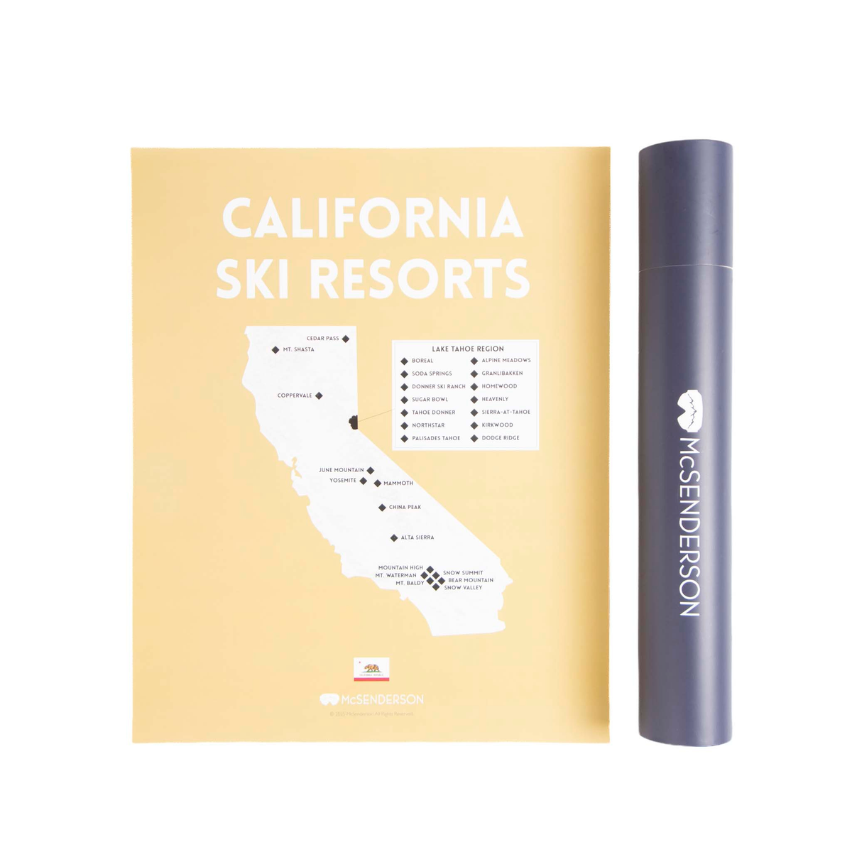 California Ski Resorts Scratch-Off Map