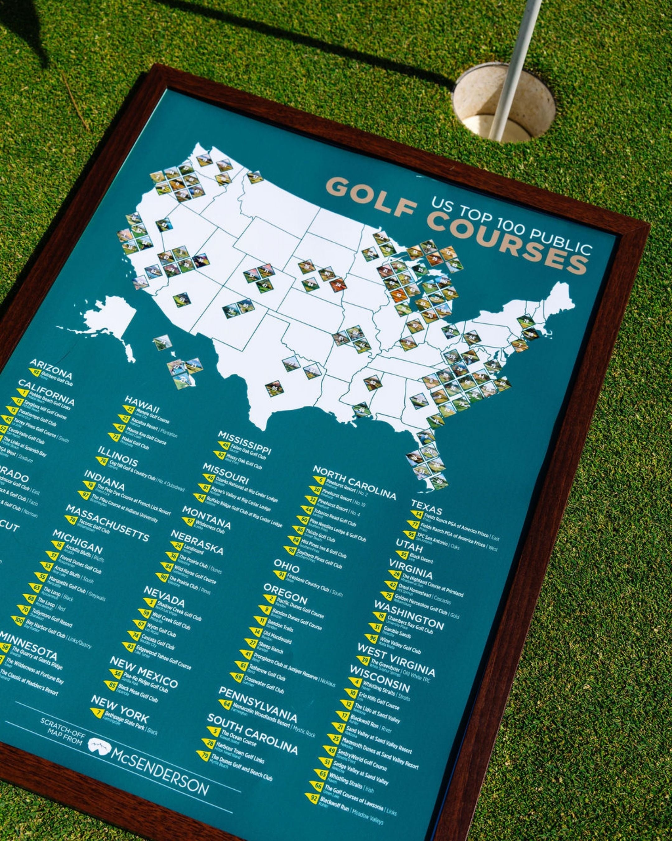 Top 100 US Public Golf Courses Scratch- Off Map