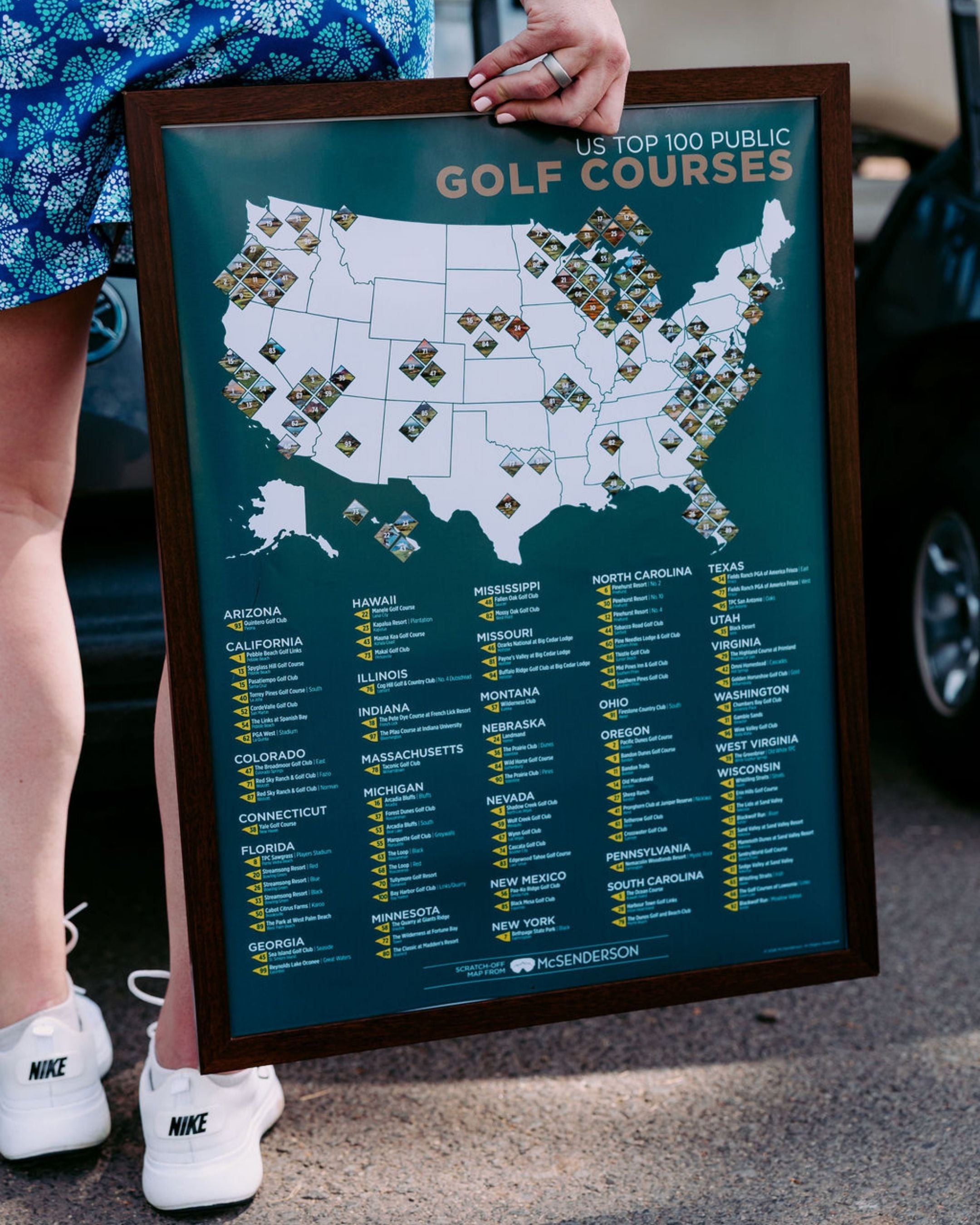 Top 100 US Public Golf Courses Scratch- Off Map