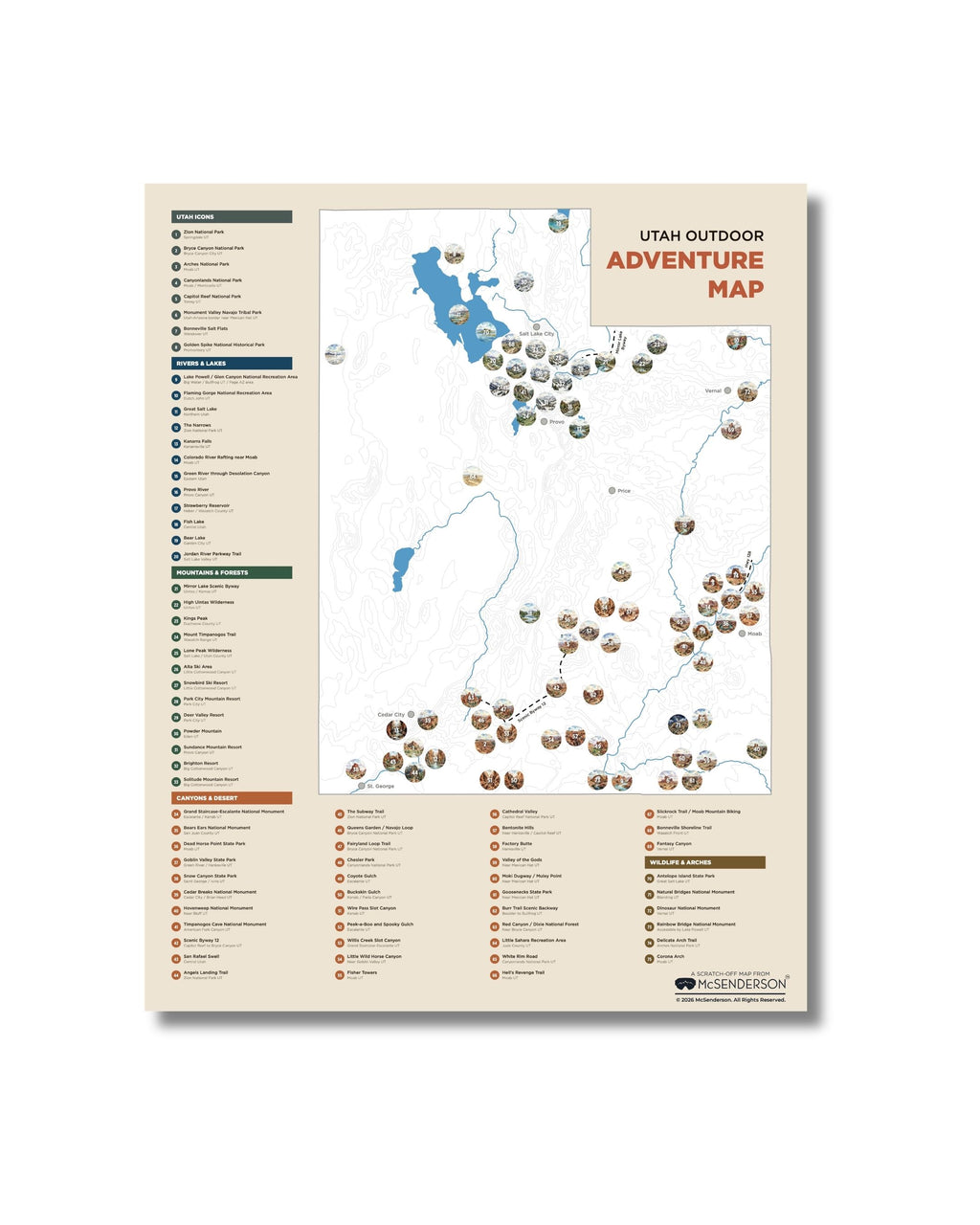 Utah Outdoor Adventure Scratch-Off Map