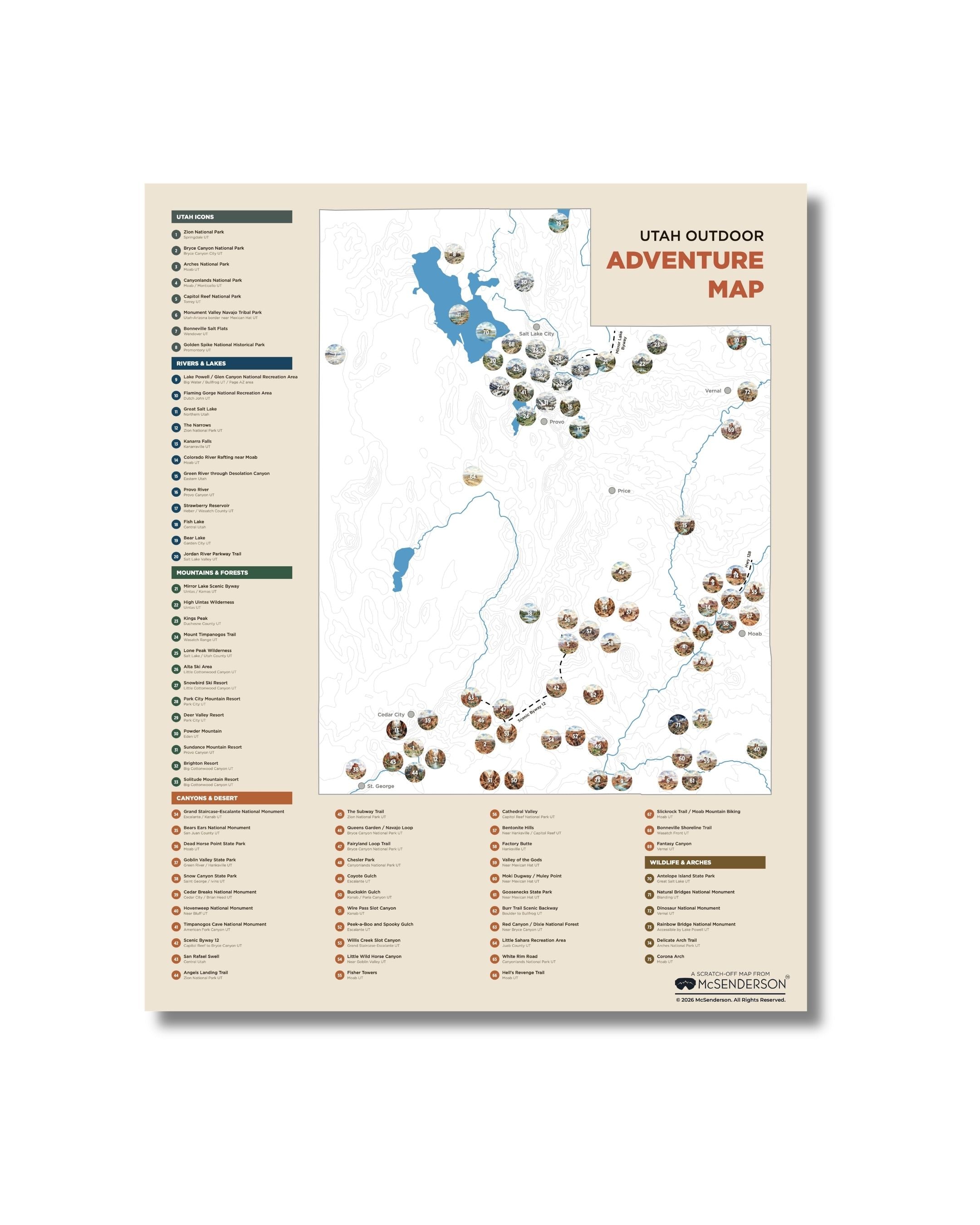 Utah Outdoor Adventure Scratch-Off Map