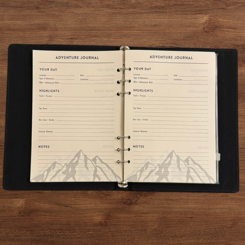 Adventure Journal – Canvas and Vegan Leather Refillable Travel Notebook (80 Pages)