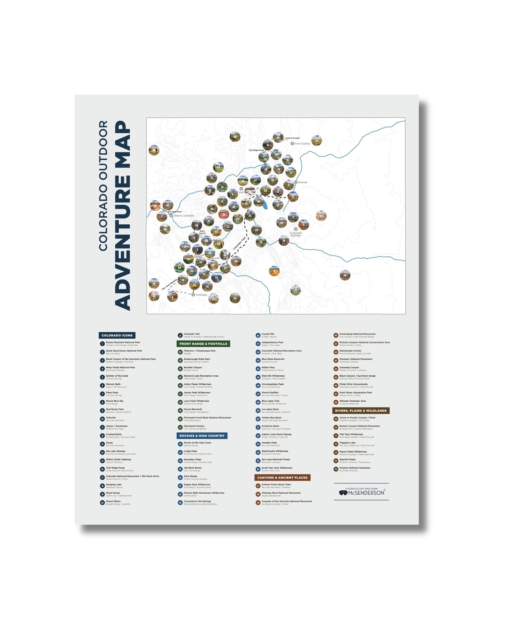 Colorado Outdoor Adventure Scratch-Off Adventure Map
