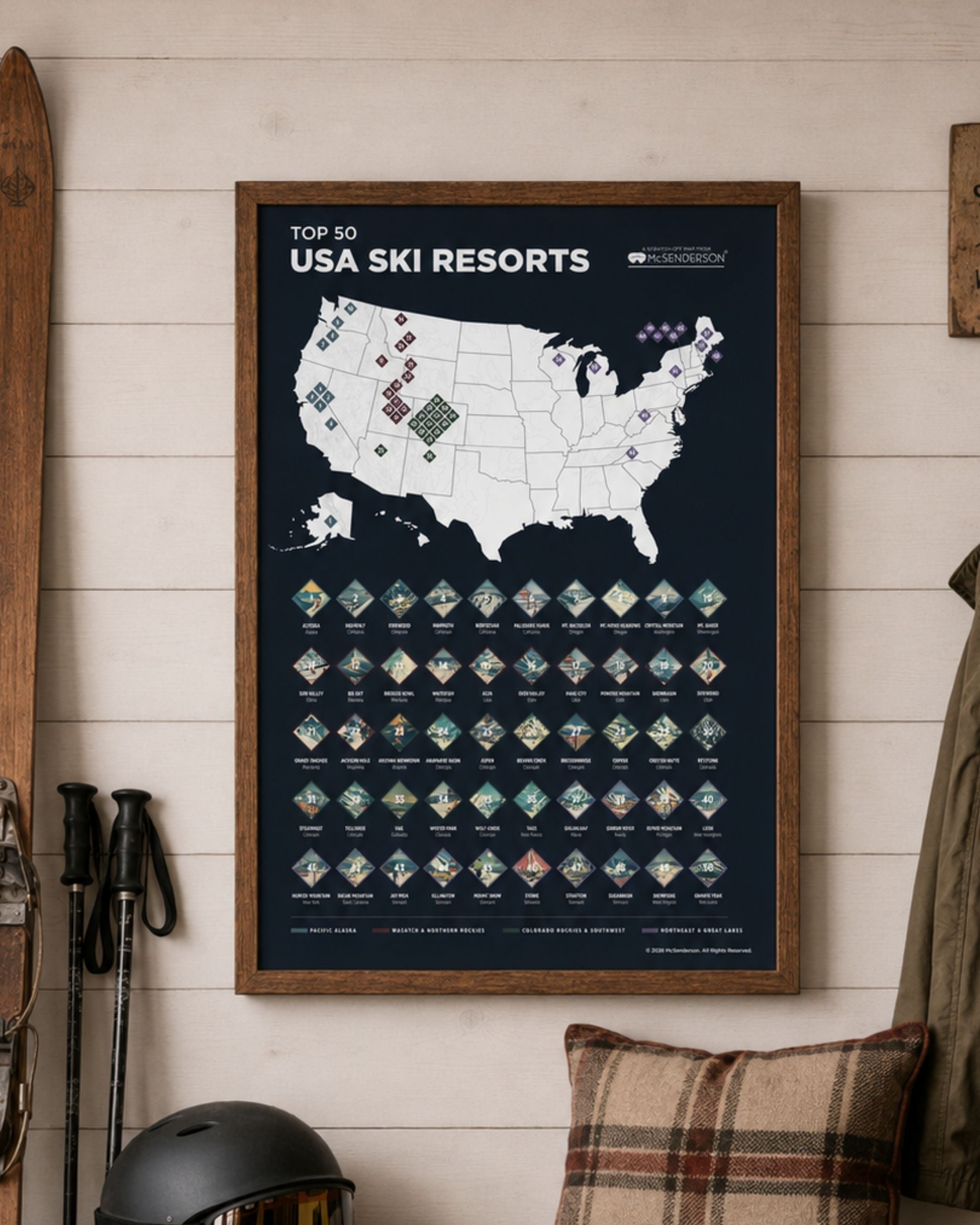 Top 50 USA Ski Resorts Scratch-Off Map *BEST SELLER*