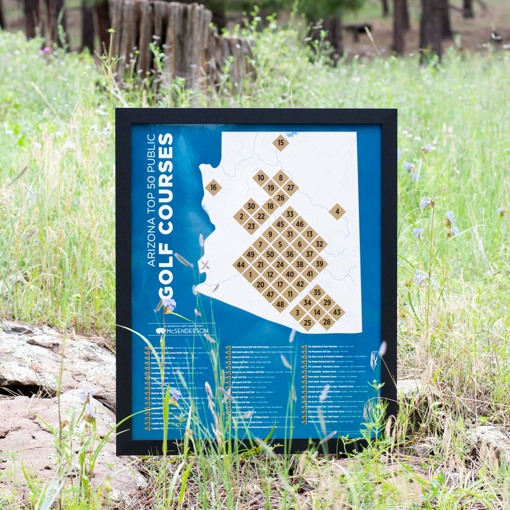 Top 50 Arizona Public Golf Courses Scratch-Off Map