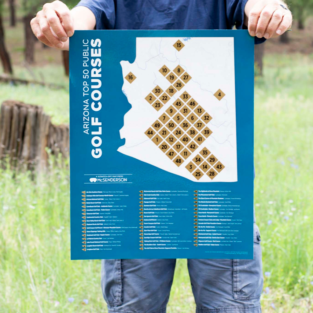 Top 50 Arizona Public Golf Courses Scratch-Off Map