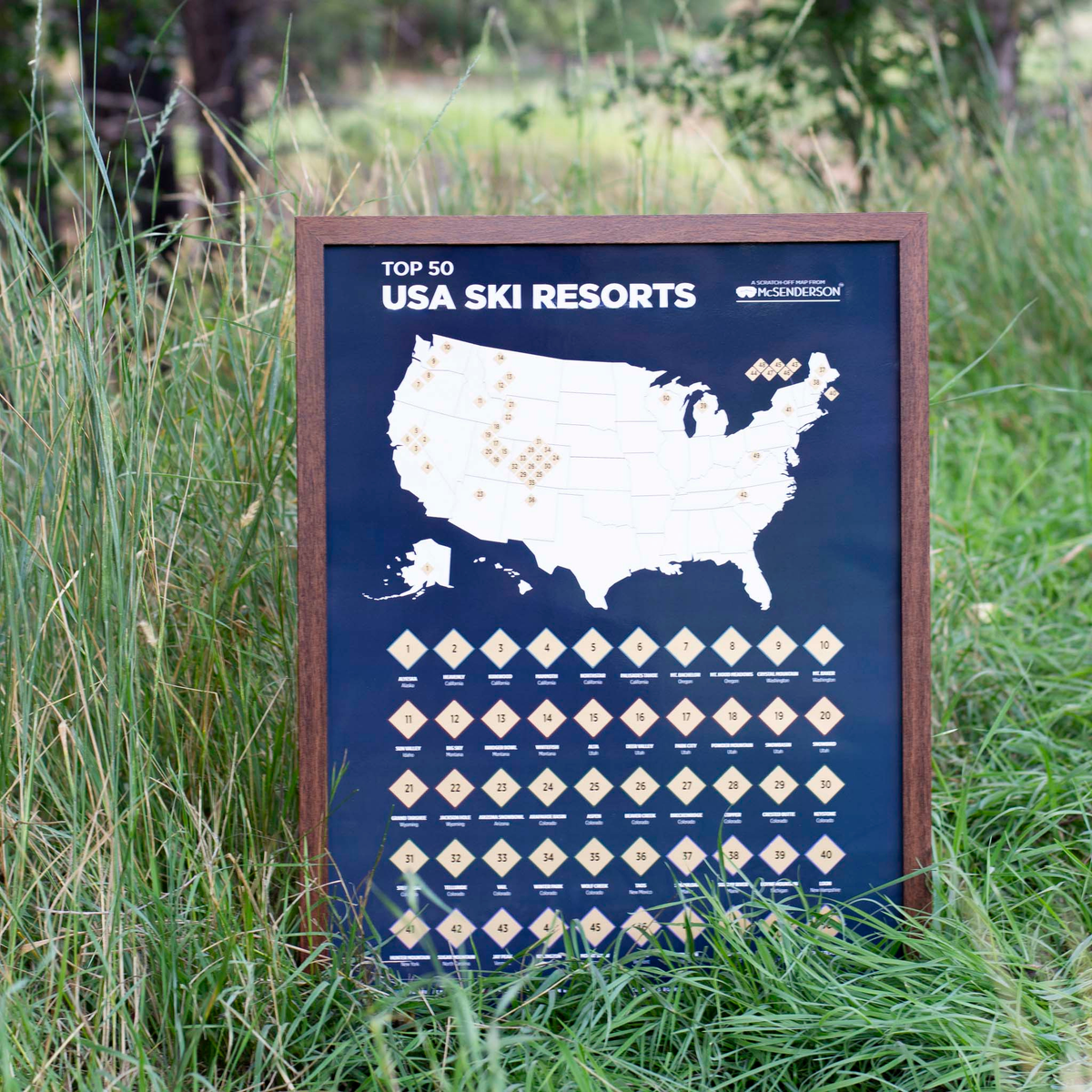 Top 50 USA Ski Resorts Scratch-Off Map