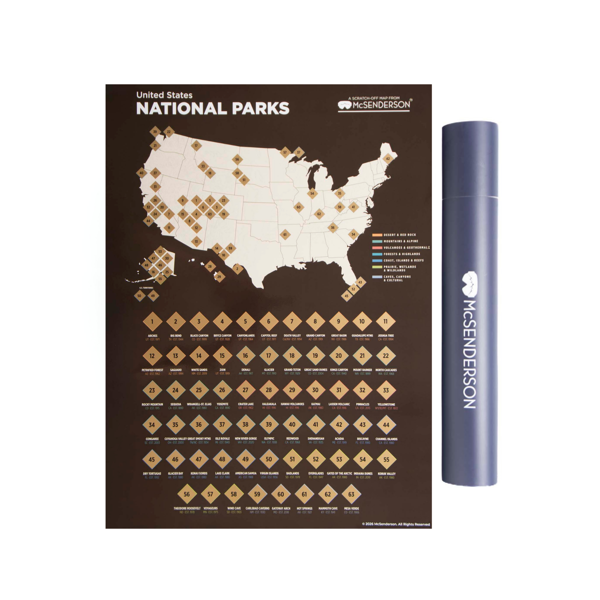 US National Parks Scratch-Off Map