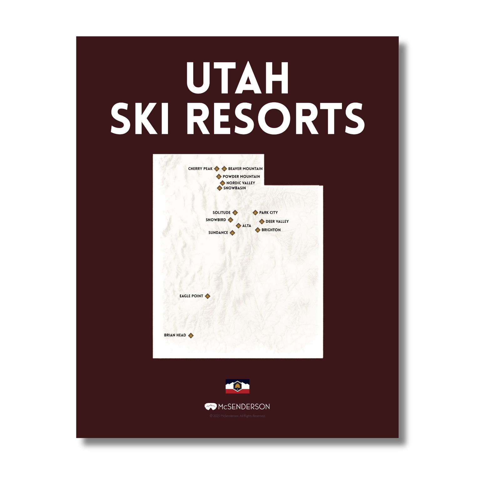 Utah Ski Resorts Scratch-Off Map