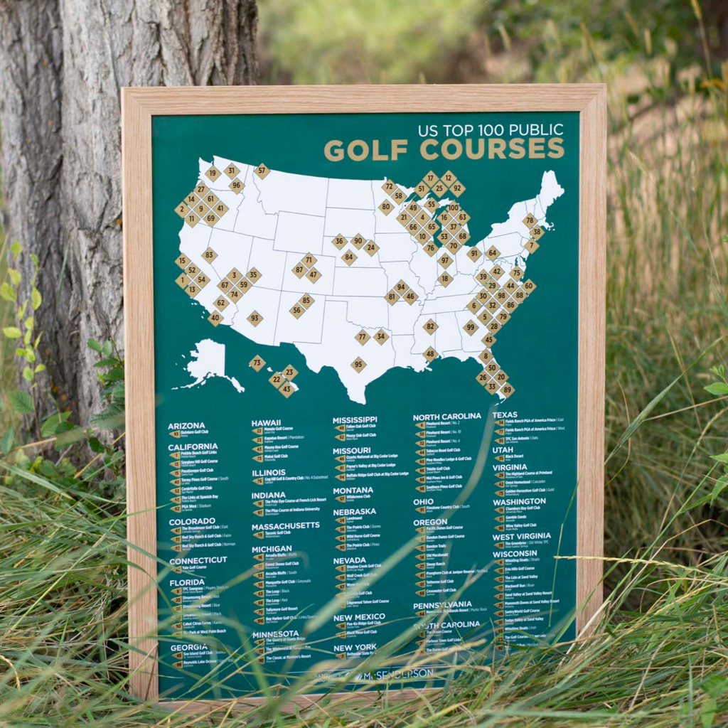 Top 100 US Public Golf Courses Scratch-Off Map