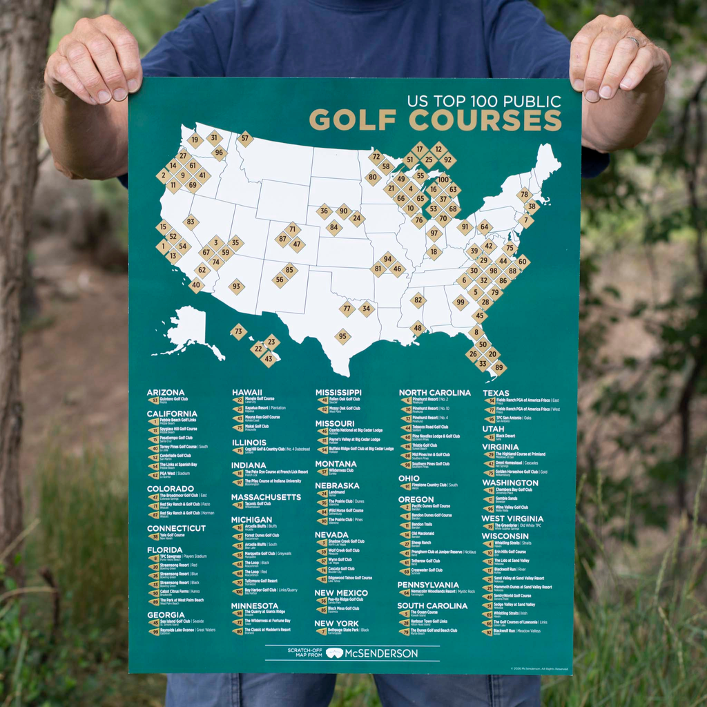 Top 100 US Public Golf Courses Scratch-Off Map