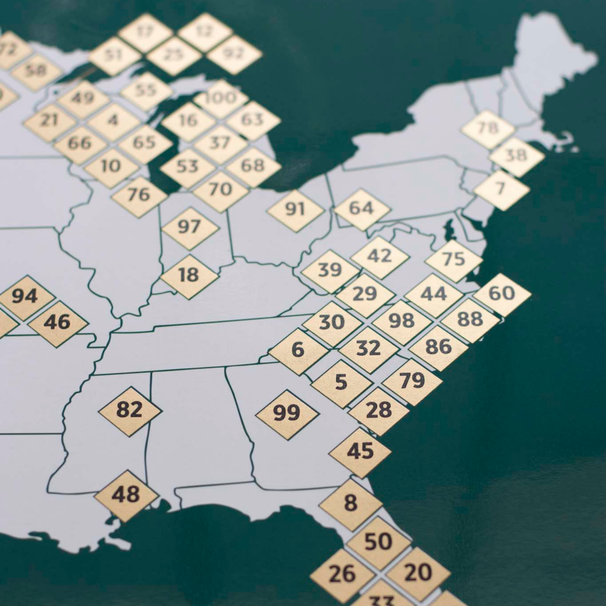 Top 100 US Public Golf Courses Scratch-Off Map
