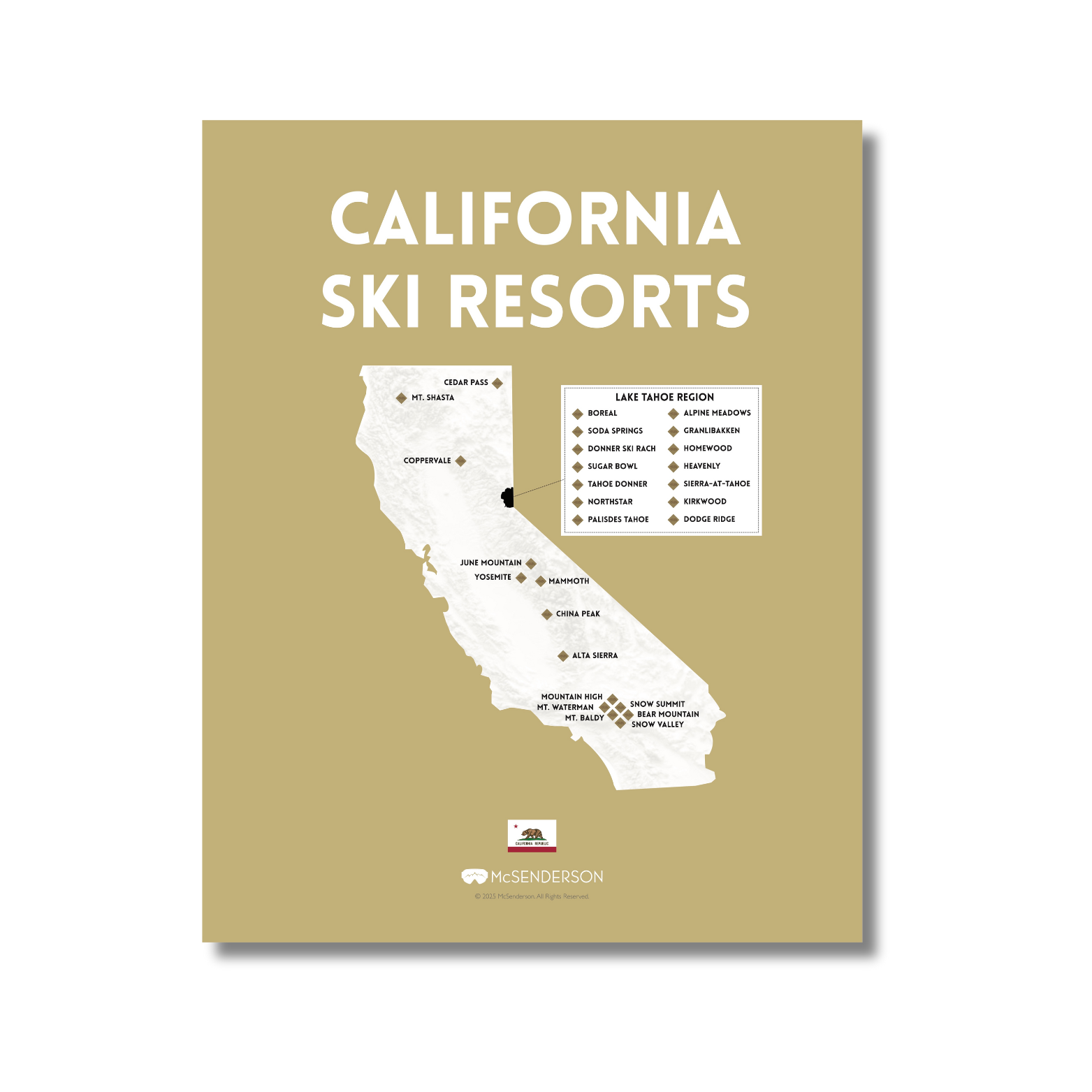 California Ski Resorts Scratch-Off Map