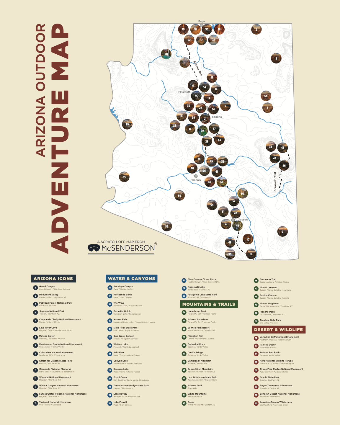 Arizona Outdoor Adventure Map-Presale