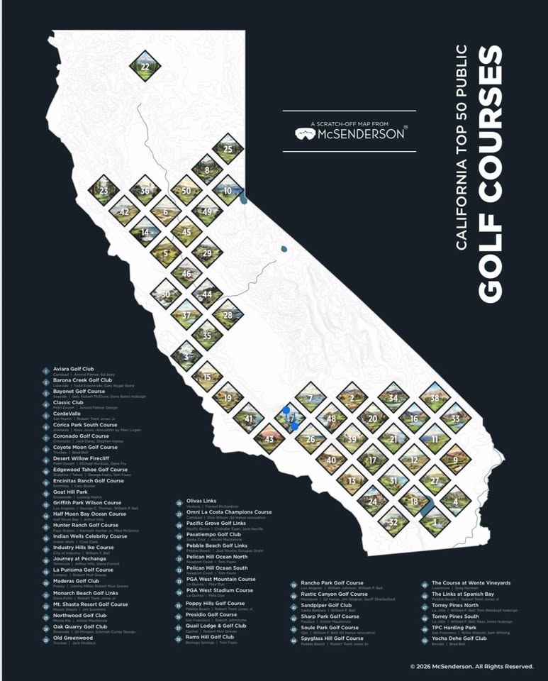 Top 50 California Public Golf Courses-Presale