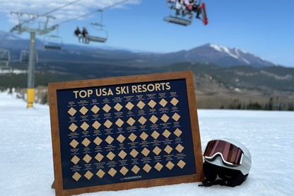 *FREE SHIPPING* Scratch-Off Top 50 USA Ski Resorts Map - Horizonal
