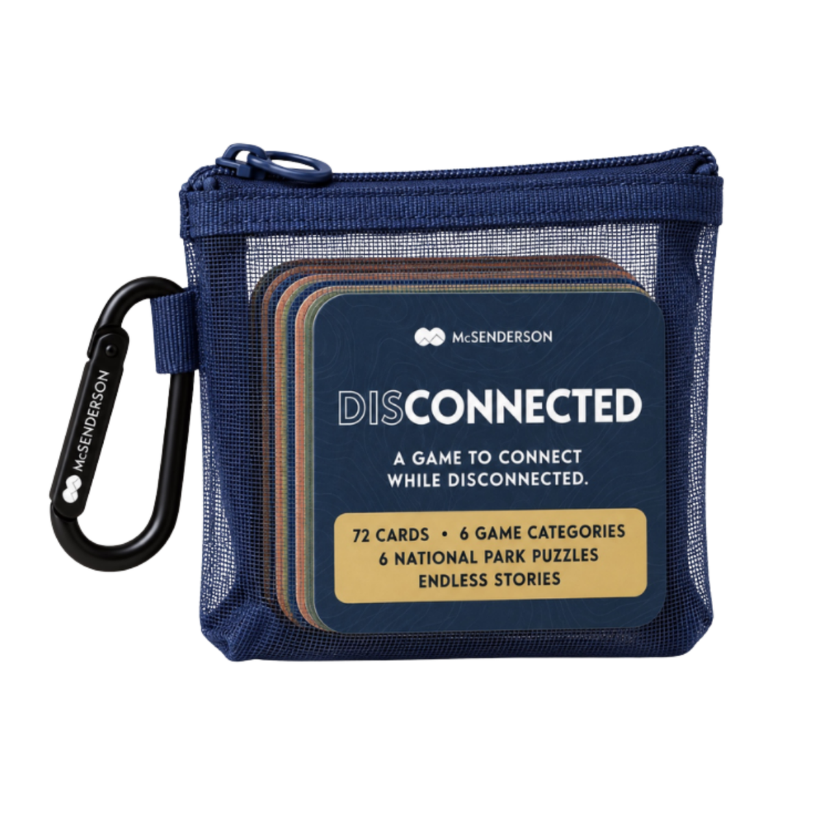 DisConnected card game by McSenderson: 72 water-resistant conversation cards with a waterproof mesh pouch and carabiner