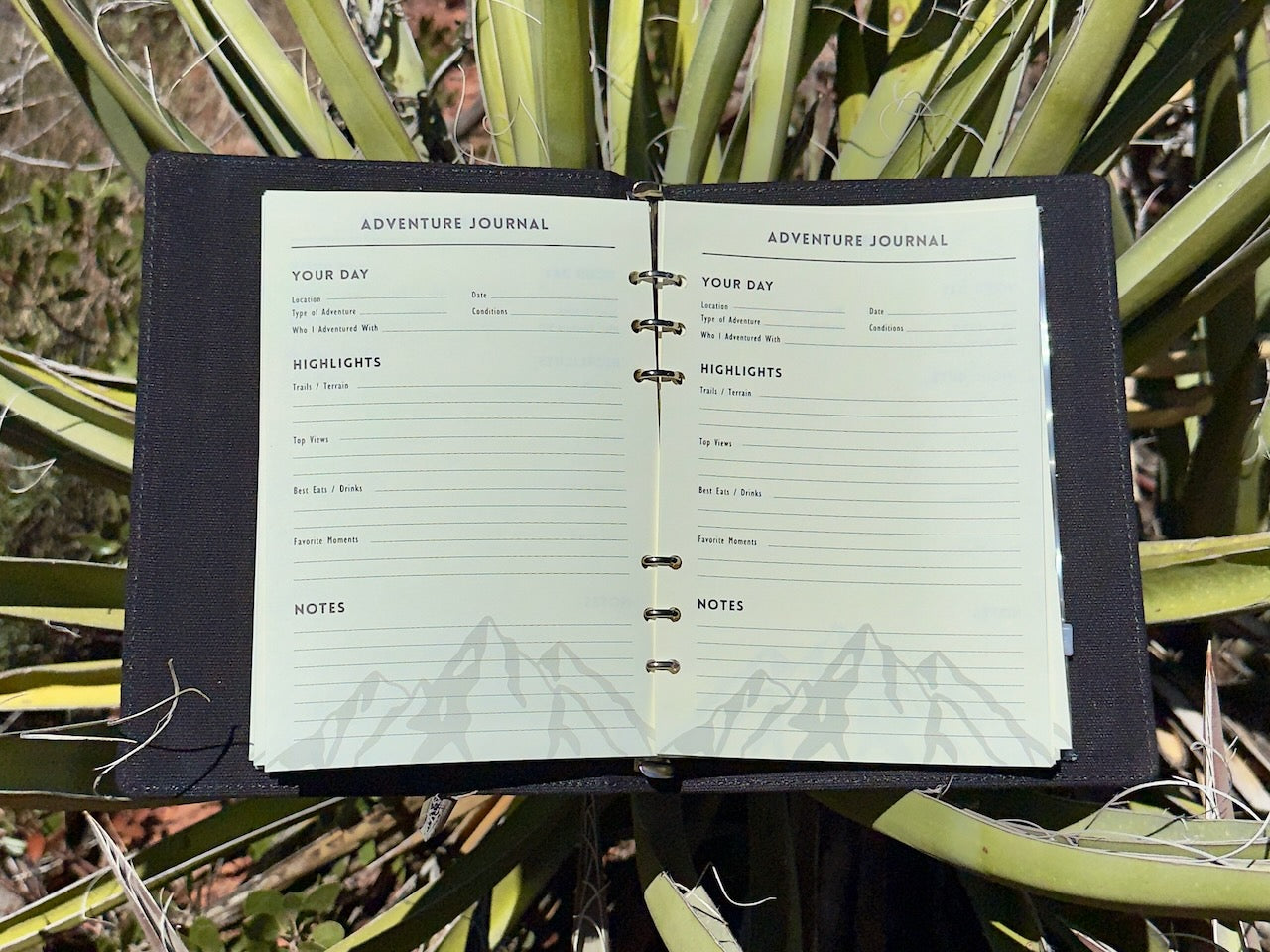 Adventure Journal – Canvas and Vegan Leather Refillable Travel Notebook (80 Pages)