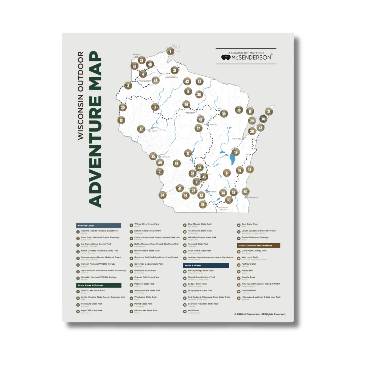 Wisconsin Outdoor Adventure Scratch-Off Poster