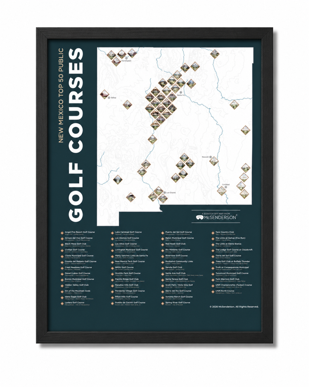 Top 50 New Mexico Public Golf Courses Scratch-Off Map