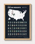 Top 50 USA Ski Resorts Scratch-Off Map
