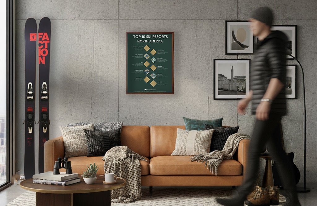 Top 10 Ski Resorts Scratch Off Poster North America