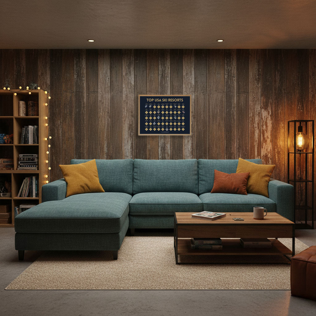 Scratch-Off Top 50 USA Ski Resorts Map - Horizontal