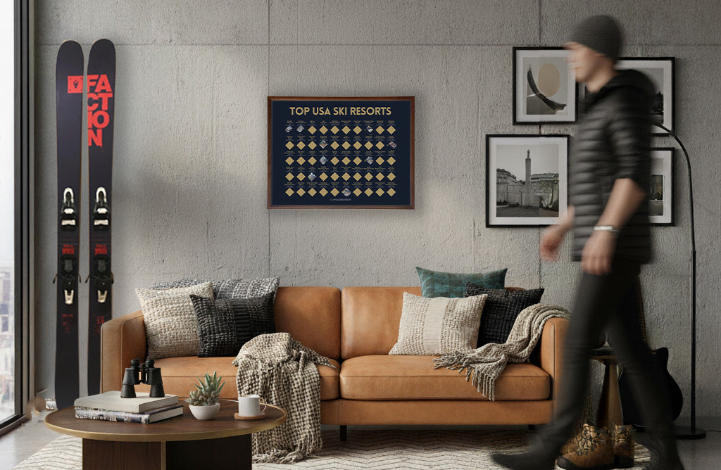 Top 50 USA Ski Resorts Scratch- Off Poster - Horizontal