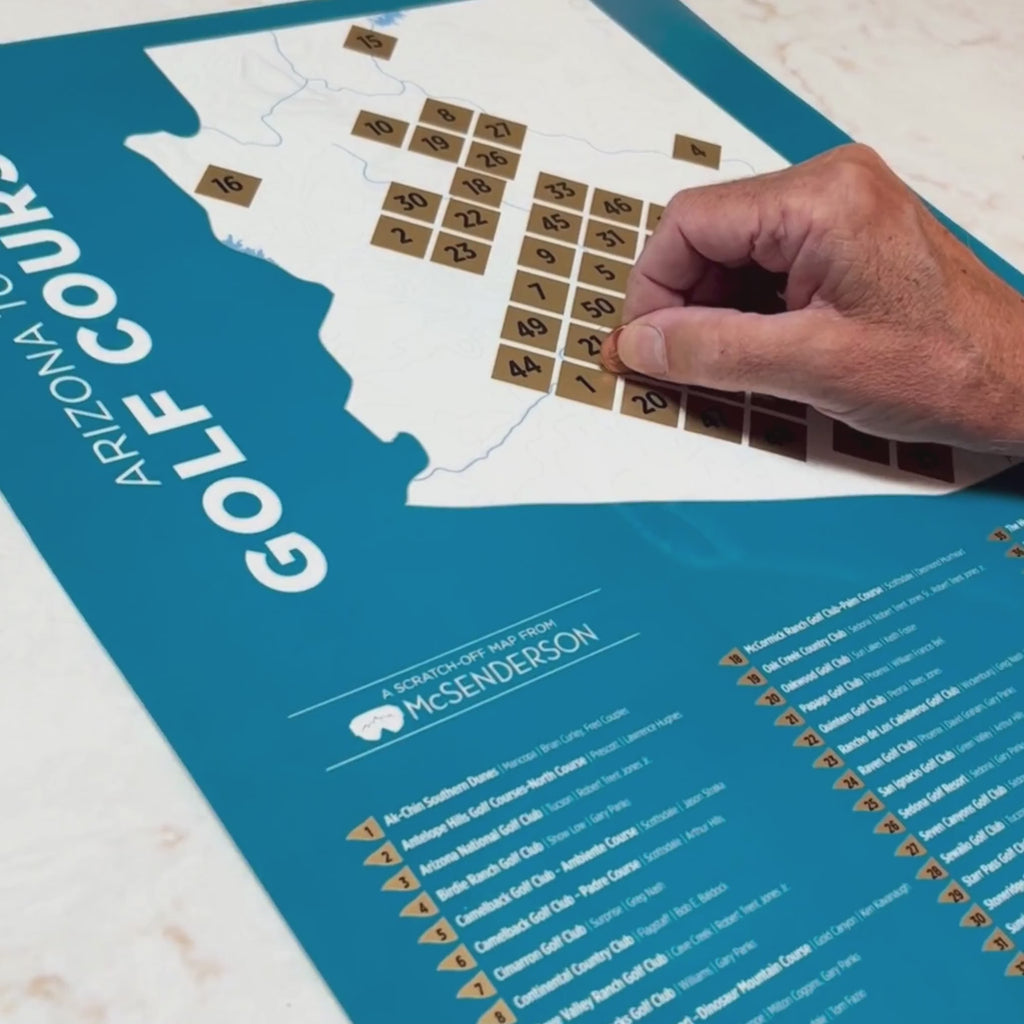 Top 50 Arizona Public Golf Courses Scratch-Off Map