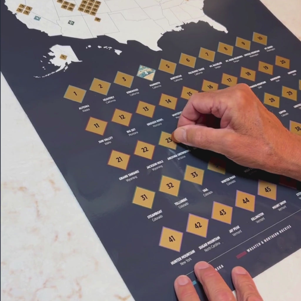 Top 50 USA Ski Resorts Scratch-Off Map