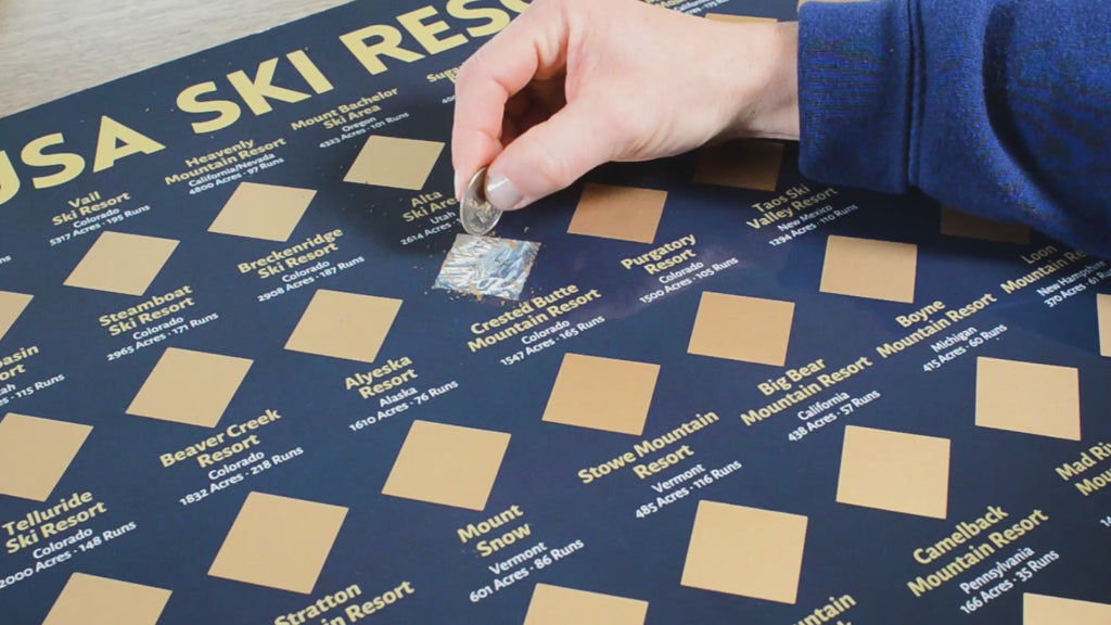 Top 50 USA Ski Resorts Scratch- Off Poster - Horizontal